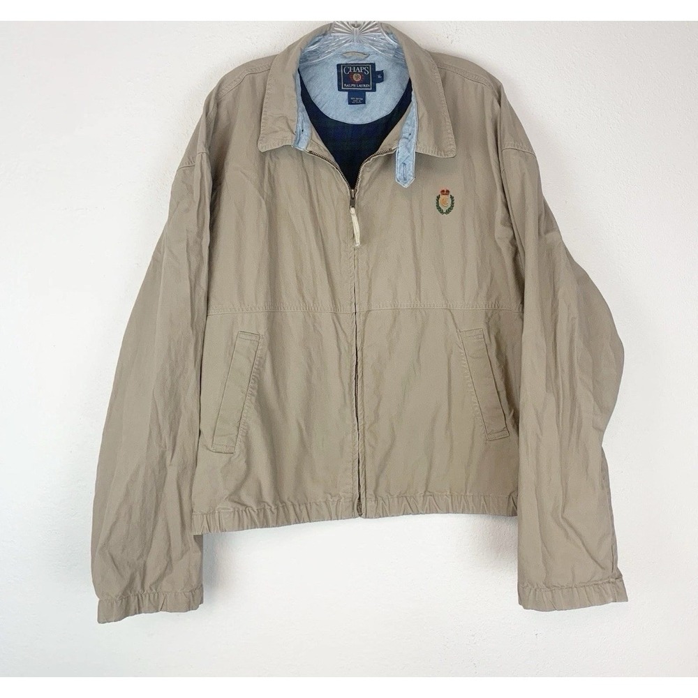 Vtg Chaps‎ Ralph Lauren Jacket Mens Tan Size Large 100% Cotton Normcore 90s